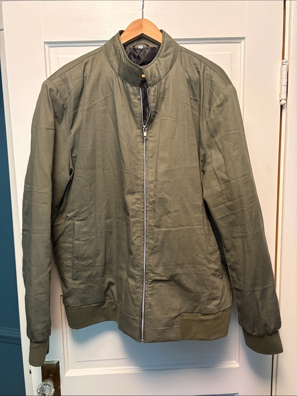 Men's Olive Zip-Up Bomber Jacket